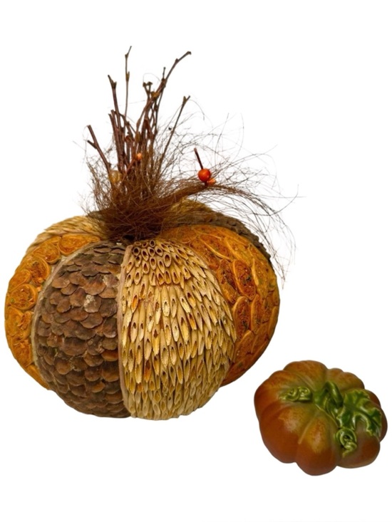 Other - Set of 2 Decorative Pumpkins for Fall & Thanksgiving Tabletop Centerpiece Decor